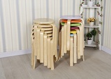 实木凳子圆凳时尚板凳餐桌凳创意彩餐凳家用曲木矮凳家用收纳凳子