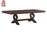 实木美式做旧方形餐桌简约复古餐桌椅组合法式大户型橡木洽谈饭桌