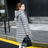 2015冬季韩版新款女装过膝中长款棉衣时尚修身显瘦连帽棉服外套潮