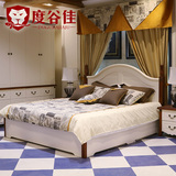 度谷佳家具 地中海风格实木双人床高箱床 美式乡村卧室储物简易床