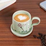 陶瓷冰裂釉手绘咖啡杯子雀巢欧式家用简约创意办公室高档礼品套装