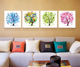 家庭室内立体装饰画现代简约三联卧室挂画客厅沙发背景发财树无框