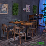 星巴克咖啡厅桌椅组合 美式实木茶餐厅桌椅 怀旧复古西餐厅桌椅