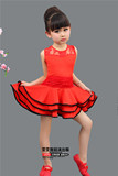 新款红色儿童拉丁舞裙公主裙少儿比赛演出服练功服考级服短袖女童