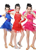 儿童拉丁舞演出服少儿女童拉丁舞裙演出表演比赛服装新款亮片流苏