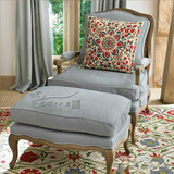 美式单人休闲沙发欧式新古典客厅椅子法式布艺老虎椅实木家具现货