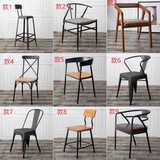 美式铁艺餐椅背靠椅咖啡椅办公椅 复古实木电脑椅沙发椅单人椅子