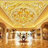 3D大型壁画墙纸壁纸酒店KTV客厅圆形天花板吊顶大堂黄金欧式吊顶