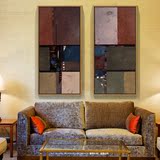 油画餐厅欧式现代抽象油画 样板房大尺寸油画美式玄关画二联组合