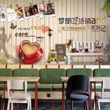 3d怀旧木纹砖纹咖啡墙纸欧式简约时尚拼图大型壁画餐厅奶茶店壁纸