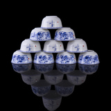 景德镇陶瓷家用多款简约中式创意10个青花瓷骨瓷碗米饭碗礼盒套装