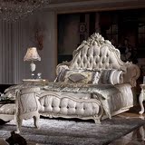 欧式布艺床 实木雕花双人床 法式奢华大床 白色 美式公主床 1.8米