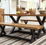 新款乡村铁艺实木餐桌椅组合原木简约餐桌咖啡厅餐厅复古工业风