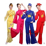 中老年新款夏季广场秧歌服装民族现代舞蹈演出服女装扇子舞表演服