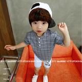 韩国进口童装代购 男童儿童BONG英伦格子帅气立领衬衫上衣