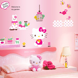 helloKitty 可爱儿童卧室装饰卡通猫咪贴画贴纸 环保PVC透明墙贴