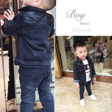 童装男童牛仔外套秋款1-3-5周岁小孩黑色外套韩版宝宝长袖上衣潮