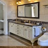 定制卫生间面盆洗手台洗脸盆美式落地橡木浴室柜组合简欧实木柜