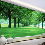 大型3d风景壁画 蓝天白云绿草地客厅电视背景墙墙纸壁画大树壁布