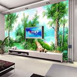 3d大型风景油画山水背景墙壁画墙纸 沙发客厅电视背景墙墙画壁布