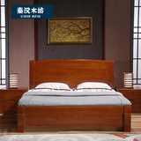 床实木床榆木床气压高箱储物现代中式全实木1.8米双人床PK水曲柳