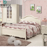 韩式田园床 公主床白色实木双人床欧式床1.5米高箱床储物婚床家具