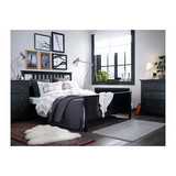 IKEA天津宜家代购HEMNES汉尼斯黑褐色白色双人床架180×200cm