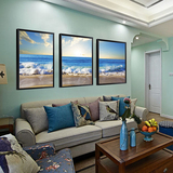 定制风景大海沙滩客厅装饰画海滩沙发背景墙三联壁画卧室床头挂画