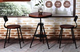 美式铁艺实木圆形桌子咖啡厅奶茶店阳台休闲店创意简约桌椅组合