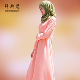 穆斯林女装2016夏季新款长袖连衣裙回族中长裙宽松长袍民族风时尚