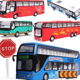 声光回力观光双层巴士北京公交车i豪华大巴合金公共汽车模型玩具