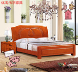 现代中式泰国进口橡木双人床1米8厂家直销卧室实木床包邮