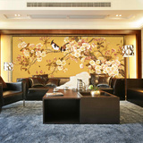 现代中式工笔花鸟壁纸客厅卧室书房电视背景墙纸大型古典壁画定制