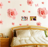 超大浪漫玫瑰花客厅电视背景墙花朵贴画 婚房装饰卧室墙壁贴纸