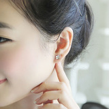 老银匠 手工925纯银耳钉 韩国韩版女款耳环 可爱梅花耳饰 防过敏