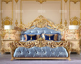 意大利欧式全实木高端贴金箔雕花布艺双人床 法式别墅奢华浪漫婚