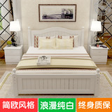 白色欧式床实木床双人床简约现代床木板床松木床公主床特价包邮秒