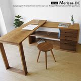 实木家具日式北欧宜家现代简约田园白橡木可移动伸缩折叠转角书桌