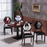 实木复古咖啡厅桌椅组合创意个性奶茶店茶餐厅酒吧主题西餐厅桌椅