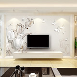 电视背景墙壁纸 3D墙纸无缝墙布大型壁画 客厅卧室现代简约郁金香