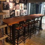 欧式创意复古星巴克吧台桌椅 简约家用客厅个性实木酒吧桌椅组合