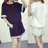 夏季韩版原宿bf风短袖短裤两件套女学生休闲运动闺蜜宽松大码套装