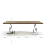 美式铁艺实木原木桌 时尚简约办公桌会议桌创意接待台 实木桌