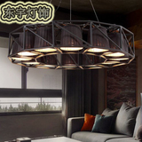 美式乡村客厅黑色铁艺创意个性大吊灯工业复古餐厅布罩艺术灯具