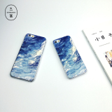 iphone6手机壳浮雕清新简约天空苹果6s手机壳5se外壳情侣时尚硬壳