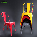复古铁艺餐椅工业做旧铁皮椅金属靠背椅欧式户外休闲咖啡椅酒吧凳