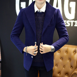 冬季风衣男青少年韩版中长款外套冬季帅气修身型男士毛呢大衣潮流