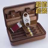 cohiba正品雪茄盒便携雪茄套进口雪松木雪茄保湿盒 配剪刀+打火机