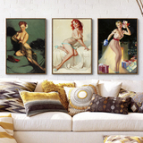 个性欧式油画美女装饰挂画电视沙发卧室背景过道 现代画有框画