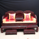 红木罗汉床沙发中式实木雕花家具仿古床非洲酸枝木罗汉床三件套